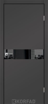 Каркасно-щитові двері GLASS LOFT PLATO GLP-01, 800 х 2000, Super PET антрацит, Lacobel чорний лак 2000000111155 фото