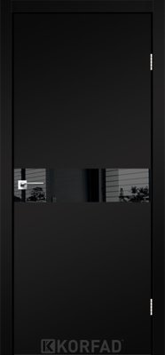 Каркасно-щитові двері GLASS LOFT PLATO GLP-01, 800 х 2000, Super PET чорний, Lacobel чорний лак 2000000128832 фото