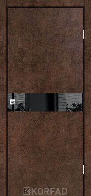 Каркасно-щитові двері GLASS LOFT PLATO GLP-01, 800 х 2000, Арт бетон, Lacobel чорний лак "Чорна матова кромка" 2000000156910 фото